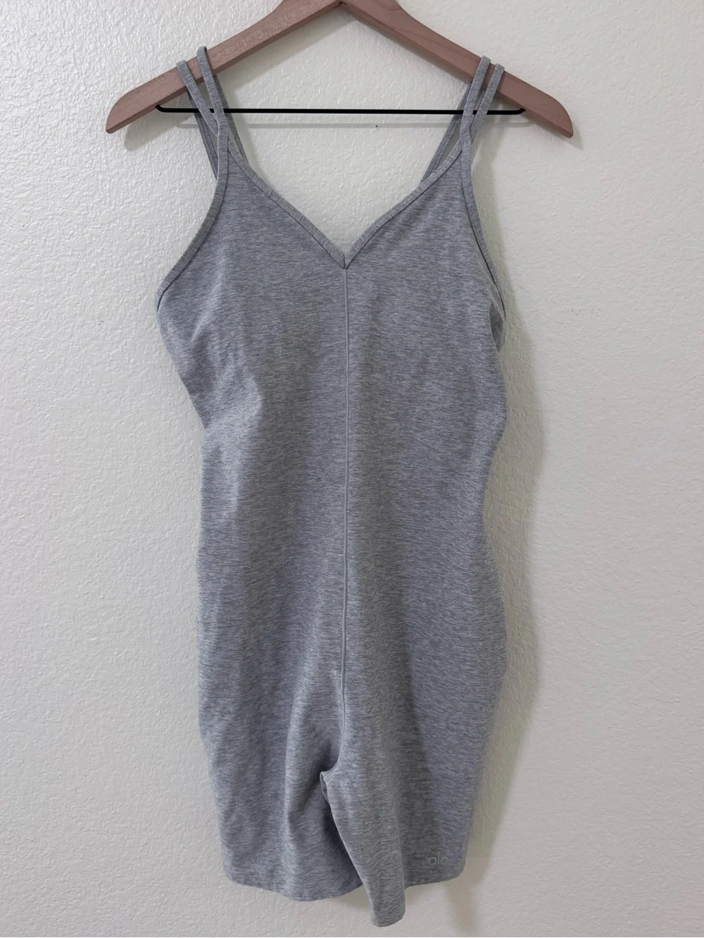Alo Light Gray Double-Strap Romper Bodysuit